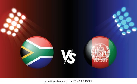 SOUTH AFRICA VS AFGHANISTAN template for sports. Cricket International Tournament 2025 vector illustration sports graphics. SA VS AFG Big Rivalry Clash.