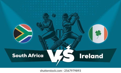 South Africa VS Ireland Match , Ireland Vs South Africa cricket match , Cricket match concept with creative illustration.eps