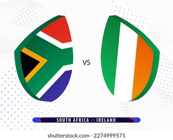 South Africa vs Ireland rugby match, international rugby competition 2023. Template for world tournament.