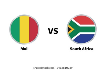 South Africa vs Mali match isolated on white