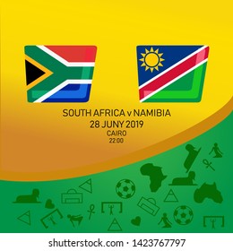 South Africa vs Namibia, African football match 2019, Egypt pattern with modern and traditional elements, Vector illustration