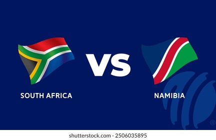 South Africa VS Namibia International Cricket Flag Badge Design Template Vector Illustration.