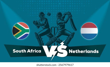 South Africa VS Netherlands , Netherlands Vs South Africa cricket match , Cricket match concept with creative illustration.eps