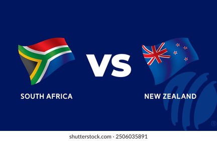 South Africa VS New Zealand International Cricket Flag Badge Design Template Vector Illustration.