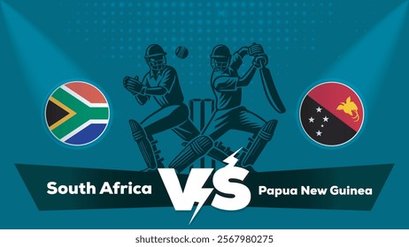 South Africa VS Papua New Guinea Match , Papua New Guinea Vs South Africa cricket match , Cricket match concept with creative illustration.eps