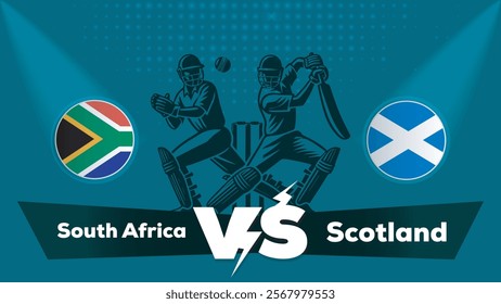 South Africa VS Scotland , Scotland Vs South Africa cricket match , Cricket match concept with creative illustration.eps