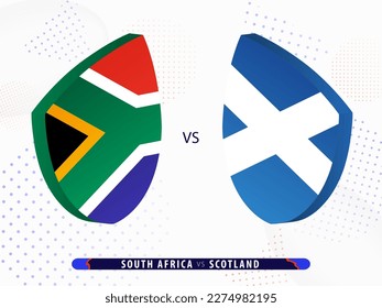 South Africa vs Scotland rugby match, international rugby competition 2023. Template for world tournament.