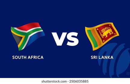 South Africa VS Sri Lanka International Cricket Flag Badge Design Template Vector Illustration.