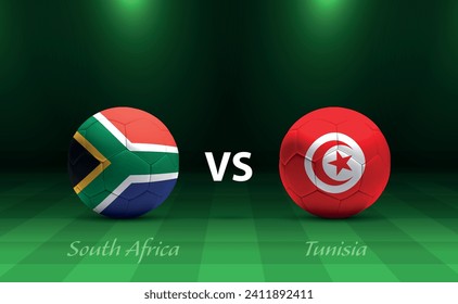 South Africa vs Tunisia football scoreboard broadcast template for soccer africa tournament 2023