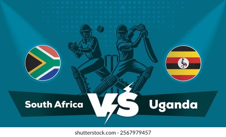 South Africa Vs Uganda , Uganda VS South Africa cricket match , Cricket match concept with creative illustration.eps