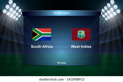 South Africa Vs West Indies Cricket Scoreboard Broadcast Graphic Template