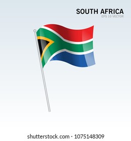 South Africa waving flag isolated on gray background