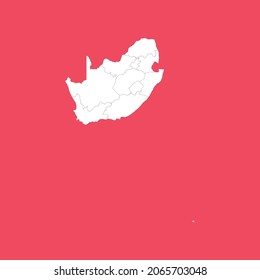 south africa white map with black detail isolated red background 