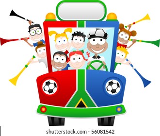 South Africa World Cup Fan Bus - Vector