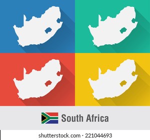 South Africa world map in flat style with 4 colors. Modern map design.