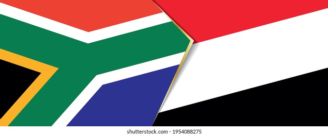 South Africa and Yemen flags, two vector flags symbol of relationship or confrontation.