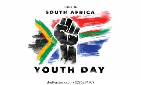 Día de la Juventud de Sudáfrica, 16 de junio de 2014, celebración con la bandera del estilo de pintura del pincel. ilustración vectorial.