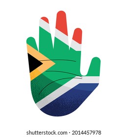 south african flag in hand painted