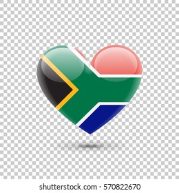 South African Flag Heart Icon On Transparent Background. Vector Illustration