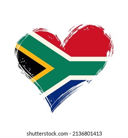 South African flag heart-shaped grunge background. Vector illustration.