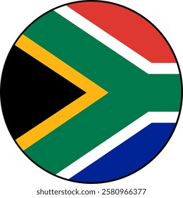 South African flag icon on transparent background. The national flag of South Africa. Vector icon with black outline around the flag