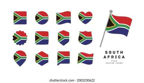 South African flag icon set vector illustration