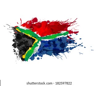 South African flag made of colorful splashes