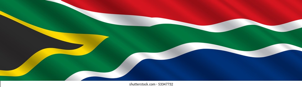 South African Flag In The Wind