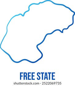 South African Free State province outline blue gradient map. Abstract simplified shape map	