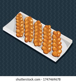 South African Koeksusters on a Square Plate