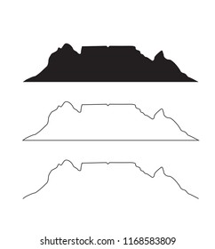 Outline Table Mountain Line Drawing