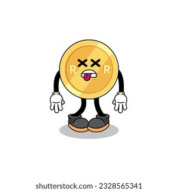 south african rand mascot illustration is dead , character design