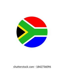 South African round flag icon. National South Africa circular flag vector illustration isolated on white.