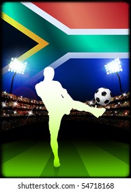 South African Soccer Player in Stadium Match Original Illustration