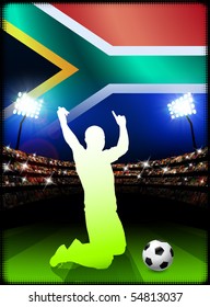 South African Soccer Player in Stadium Match Original Illustration