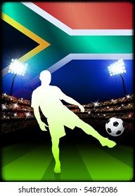 South African Soccer Player in Stadium Match Original Illustration