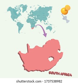 South Africa's place in the world. 3D map