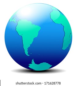 South America and Africa Globe World - The base map is from NASA and Hand Drawn using the pen tool for maximum detail 
