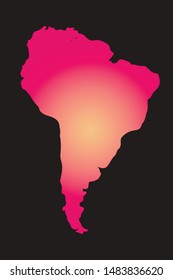 South America colorful vector map silhouette
