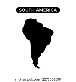 South America continent blind map black silhouette icon, vector illustration symbol template in trendy style. Editable graphic resources for many purposes.