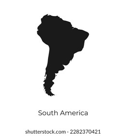 South America continent blind map black silhouette icon, vector illustration symbol template in trendy style. Editable graphic resources for multi purposes.