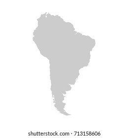 South america continent. Gray vector template.
