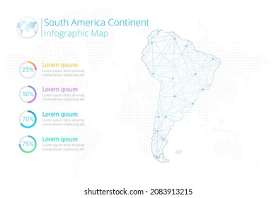 South America Continent map with elements of infographics template. Vector eps10.