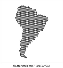 South America country map made with bitcoin crypto currency logo