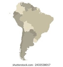 South America country Map. Map of South America in multicolor. 