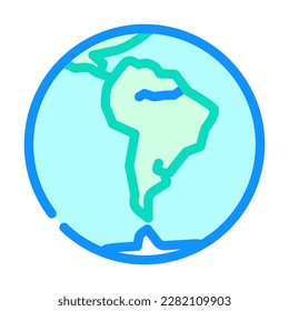 south america earth planet map color icon vector. south america earth planet map sign. isolated symbol illustration