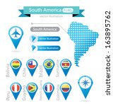 South america. flag pointer. vector Illustration.