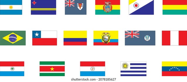 South America Flags Collection Vector Set Stock Vector (Royalty Free ...