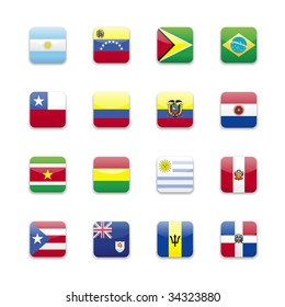 South America flags round icon set 