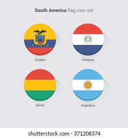 South America flat flags set